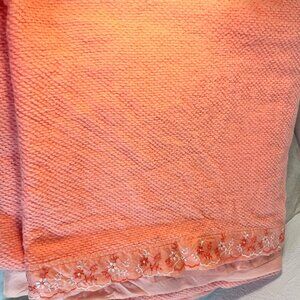 Vintage Chatham Acrylic Satin Embroidered USA  Blanket 75x88